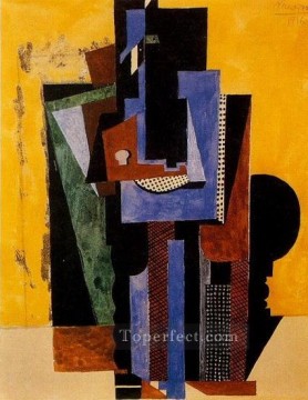  Cubismo Lienzo - Homme aux mains croisees accoude a une table 1916 Cubismo